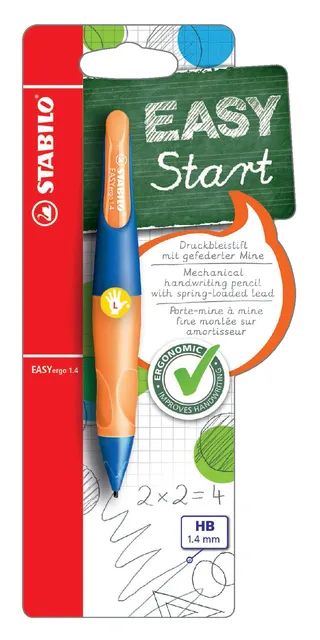 Vulpotlood STABILO Easyergo HB 1.4mm linkshandig ultramarine/neon oranje blister à 1 stuk-1